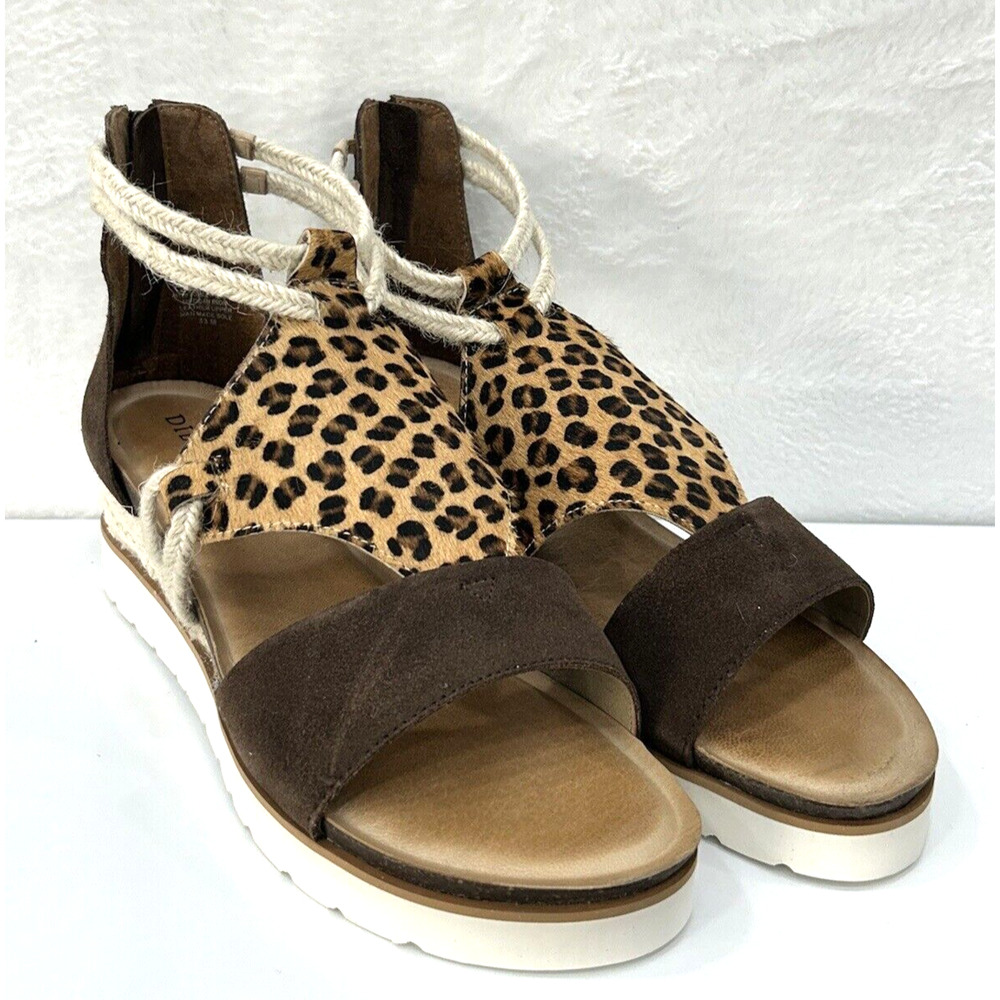 Diba True Green‎ Clover Browning Cheetah Print Size 12 Wedge Gladiator Shoe NIB